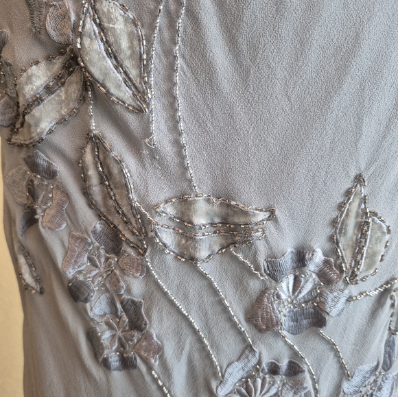 Sue Wong Nocturne Silk Y2K Beaded Embroidered Maxi Dress Size 14 FLAWS - Picture 12 of 16